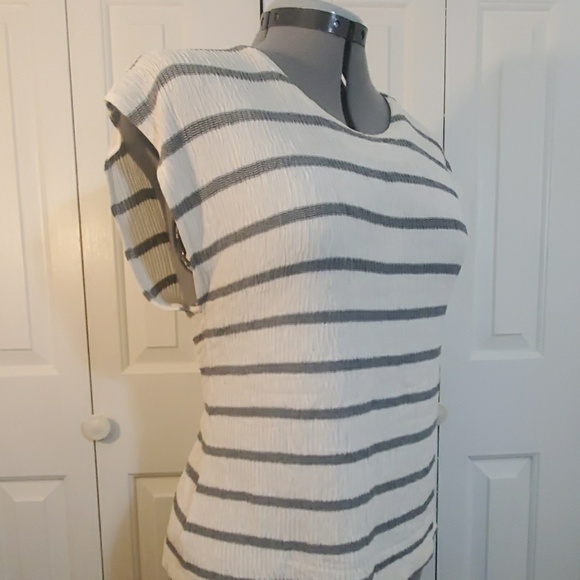 ARTHUR MAX Cream Striped Blouse Size L - Picture 4 of 8